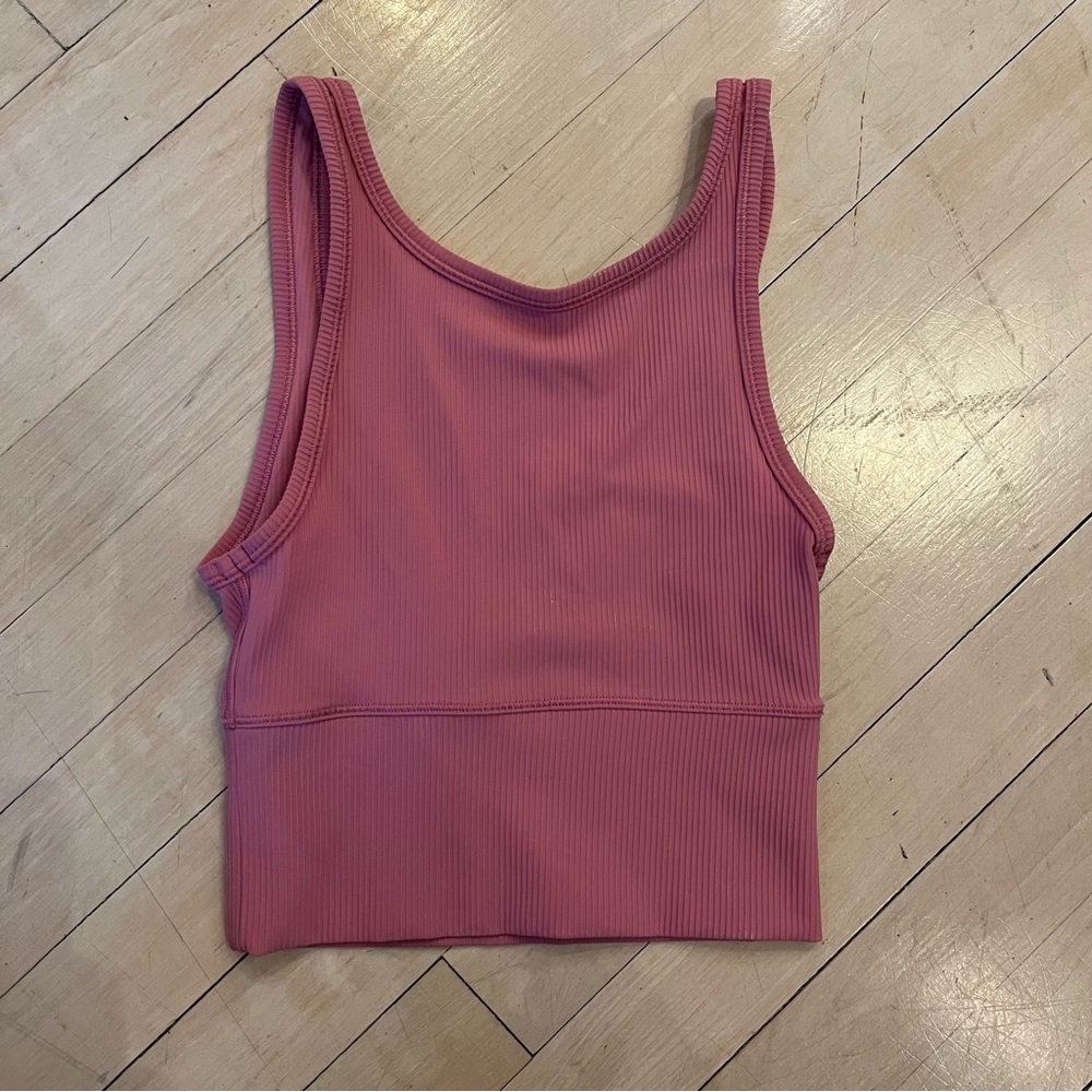 Lululemon pink ribbed exercise tank withh low back